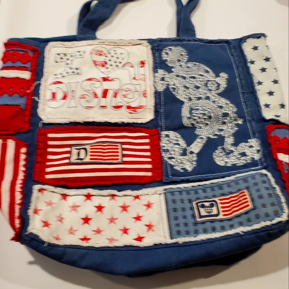 Disney Handbags - Disney Parks Mickey Mouse Stars Stripes Patriotic Denim Tote Bag